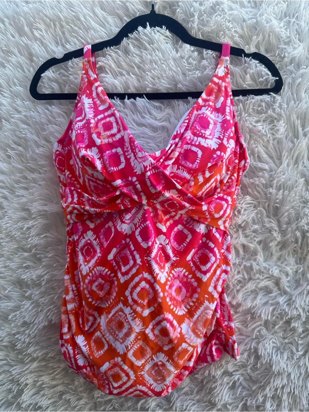 Anne Cole Pink & Orange Tie-Dye One-Piece Swimsuit Size 38DD/40D